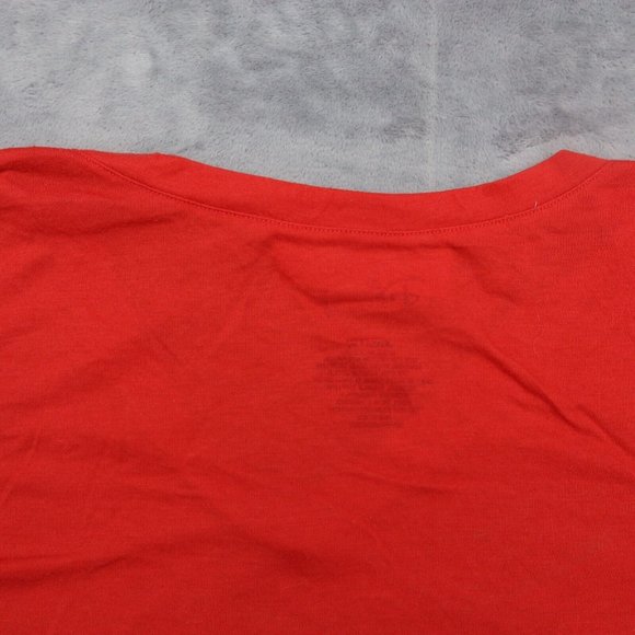 Disney Shirt Women XXL Red Mickey Mouse Graphic Print V Neck Tie Front Crop Tee - Picture 9 of 13